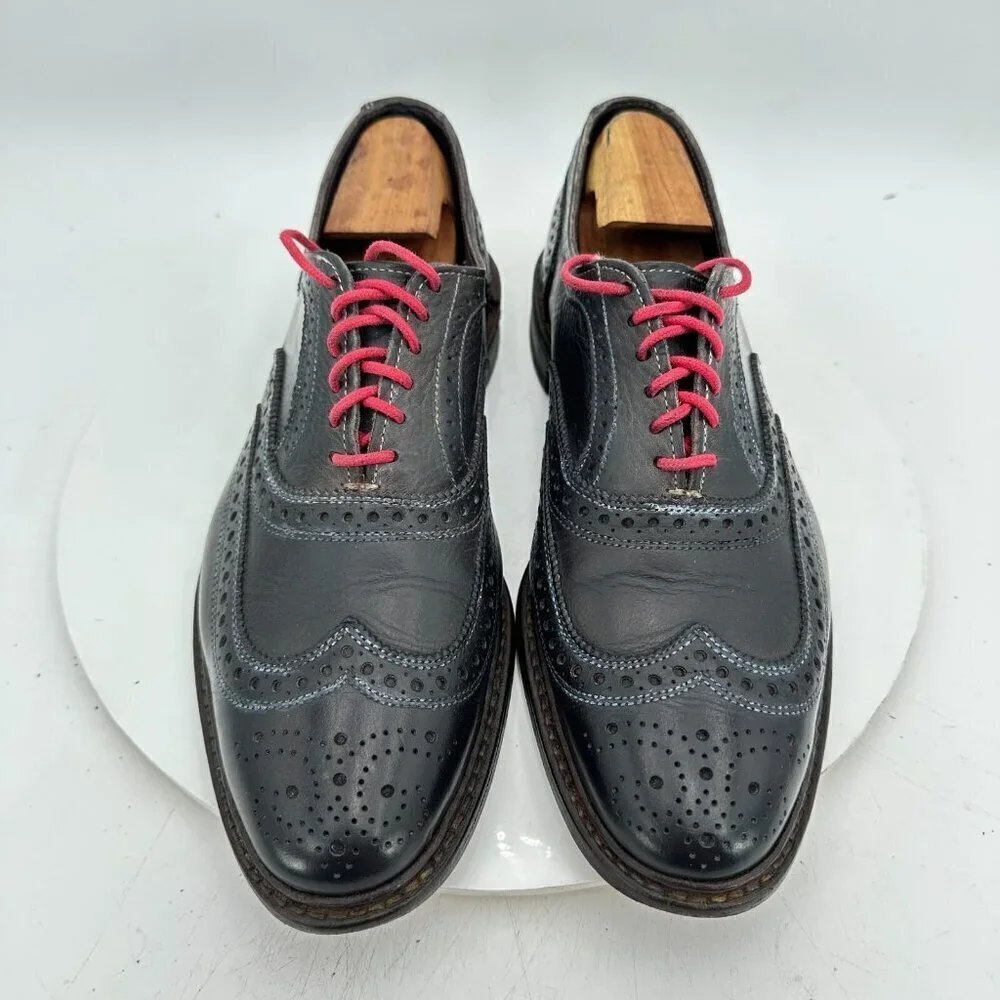 Allen Edmond Neumok Men Size 9.5D Black Leather Wingtip Oxford Dress Shoes